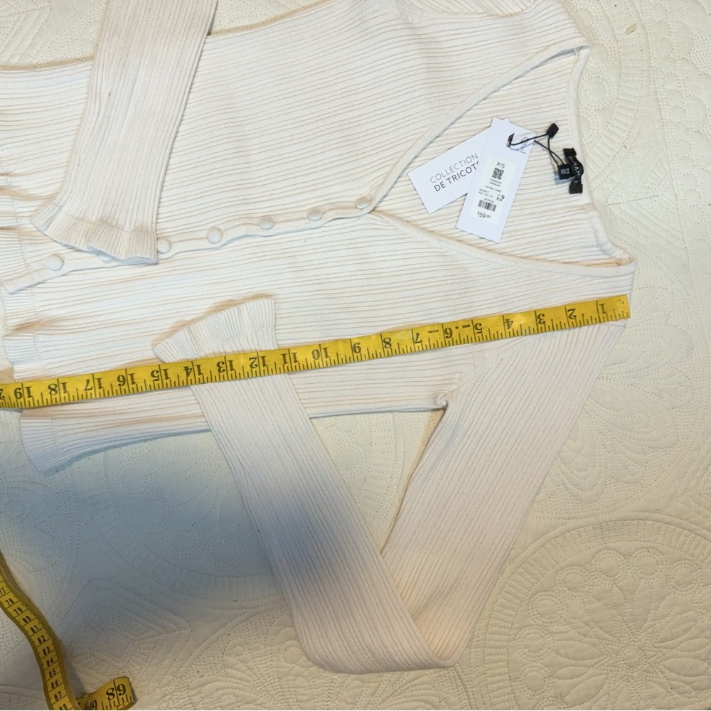 Dynamite Cream Ribbed Button-Up Cardigan - Picture 4 of 5
